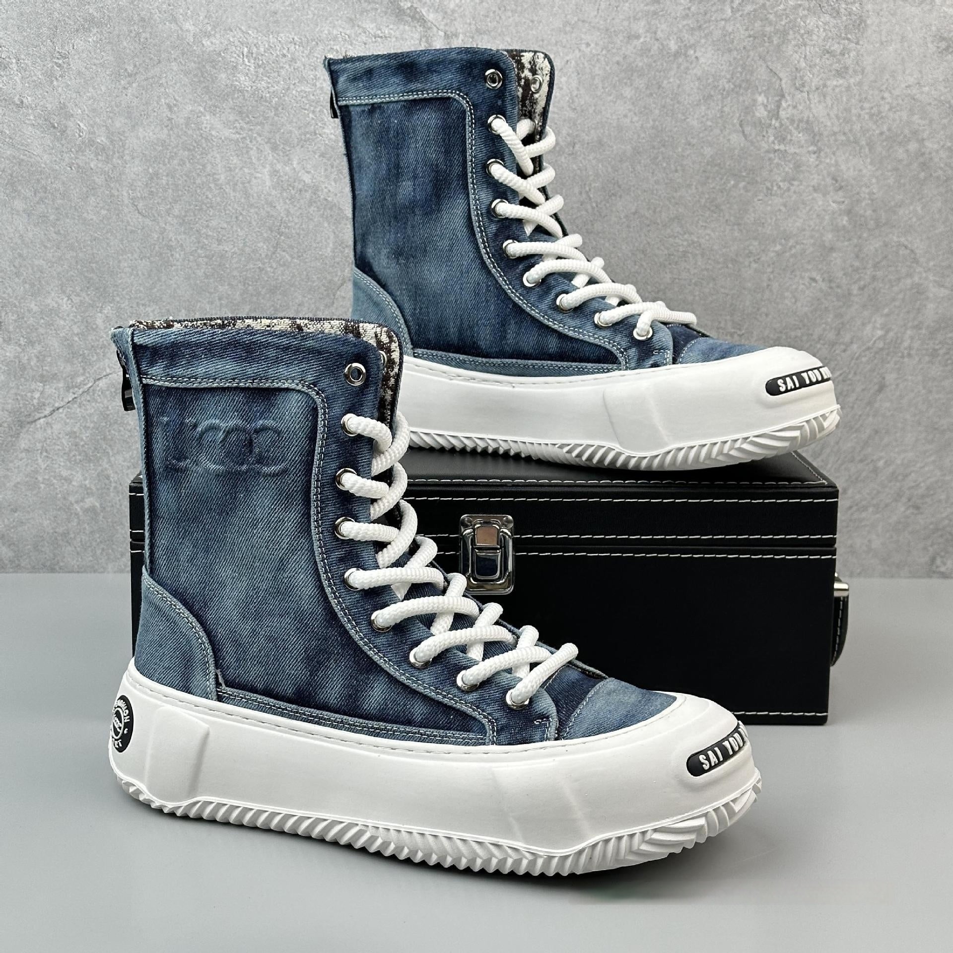 High-top Canvas Boots Fashionable All-match Fashion Boots Men - Bellarte Enchanté High-top Canvas Boots Fashionable All-match Fashion Boots Men